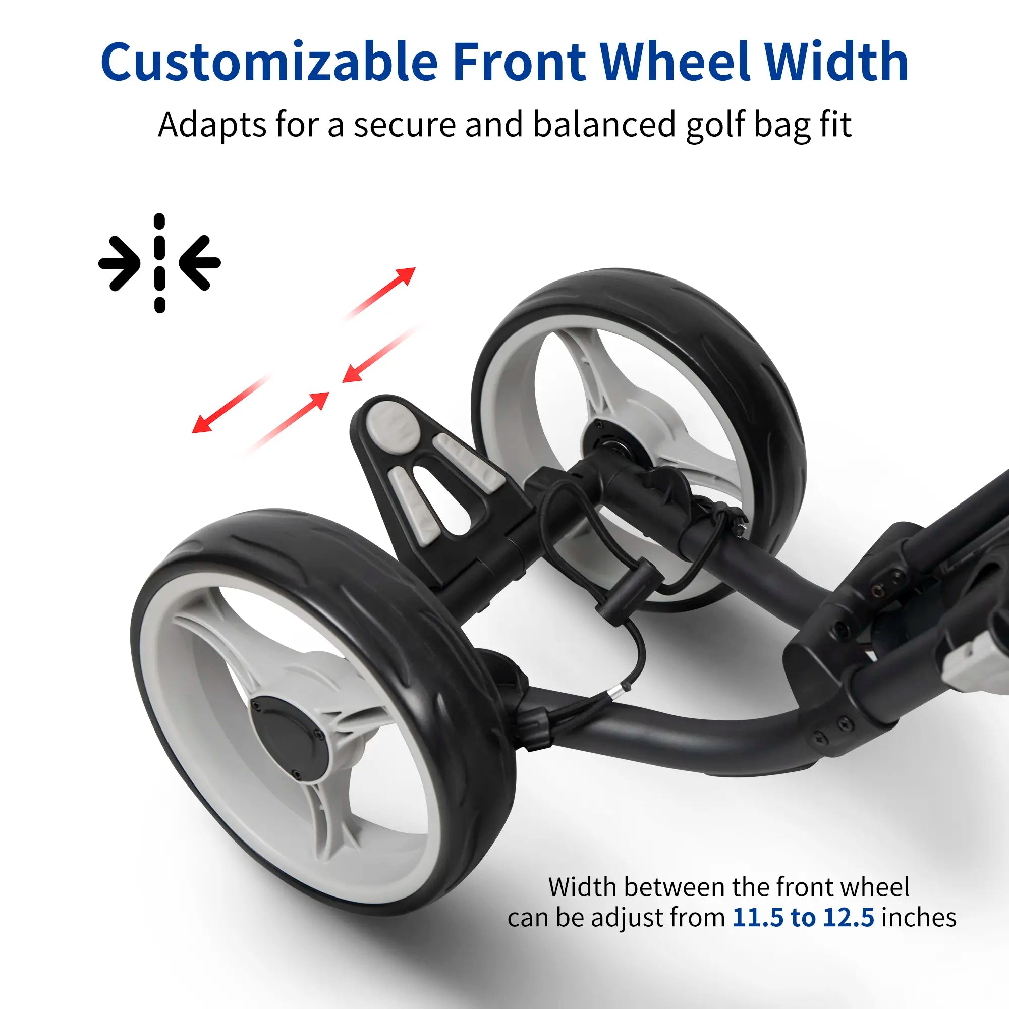 CaddyTek Explorer V8 Golf Push Cart | 2-Step Folding & Adjustable Front Wheels | Wide Stability Base