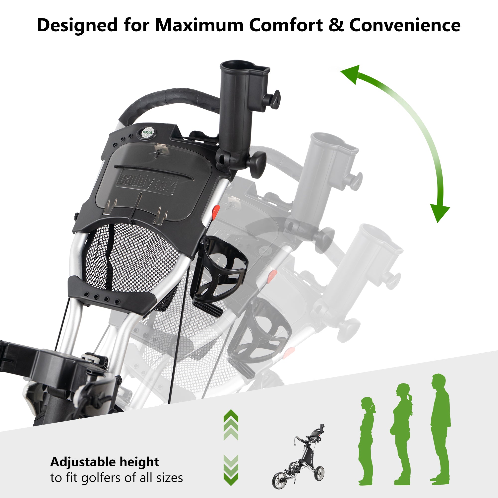 CaddyTek Caddylite EZ Golf Push Cart Version 8 & Removable Seat