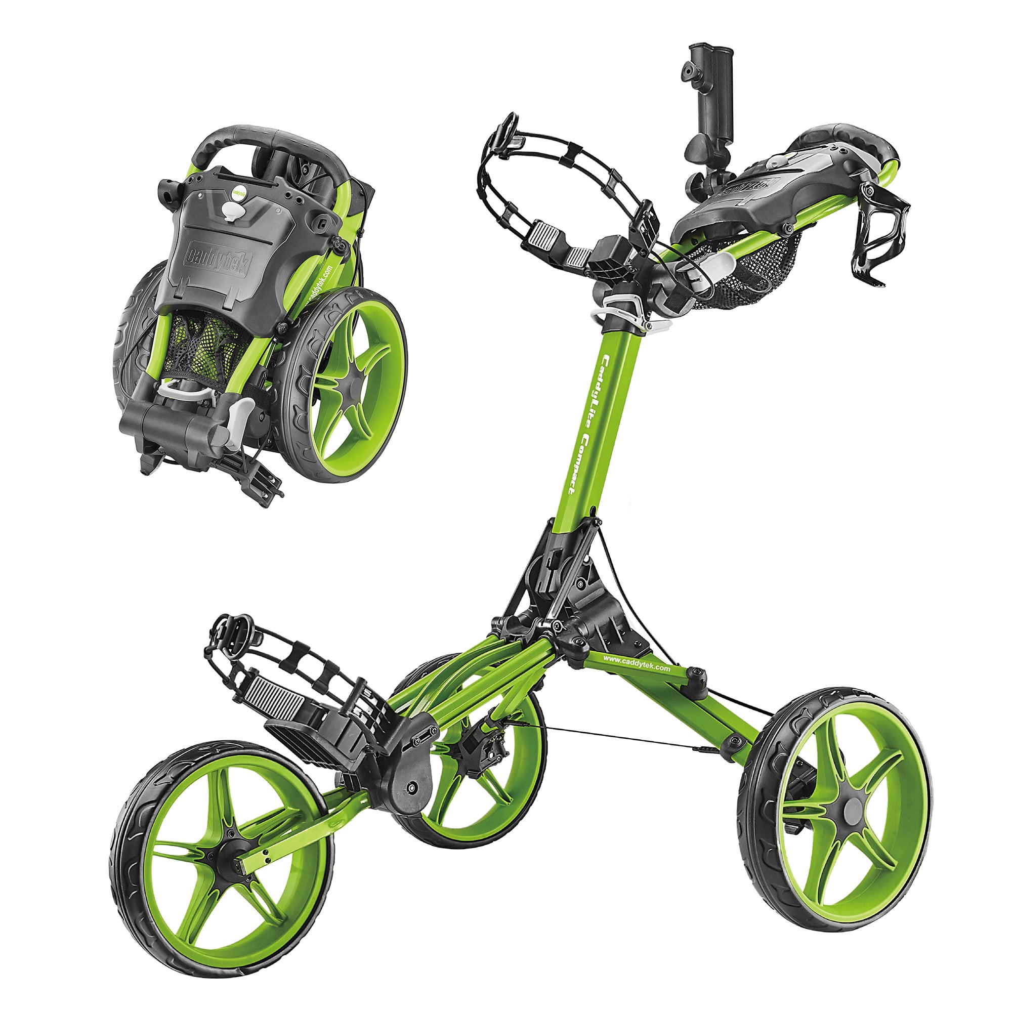 Caddytek CaddyLite Compact Golf Push Cart | Semi-Auto One-Click Fold | Widest 32" Stability Base