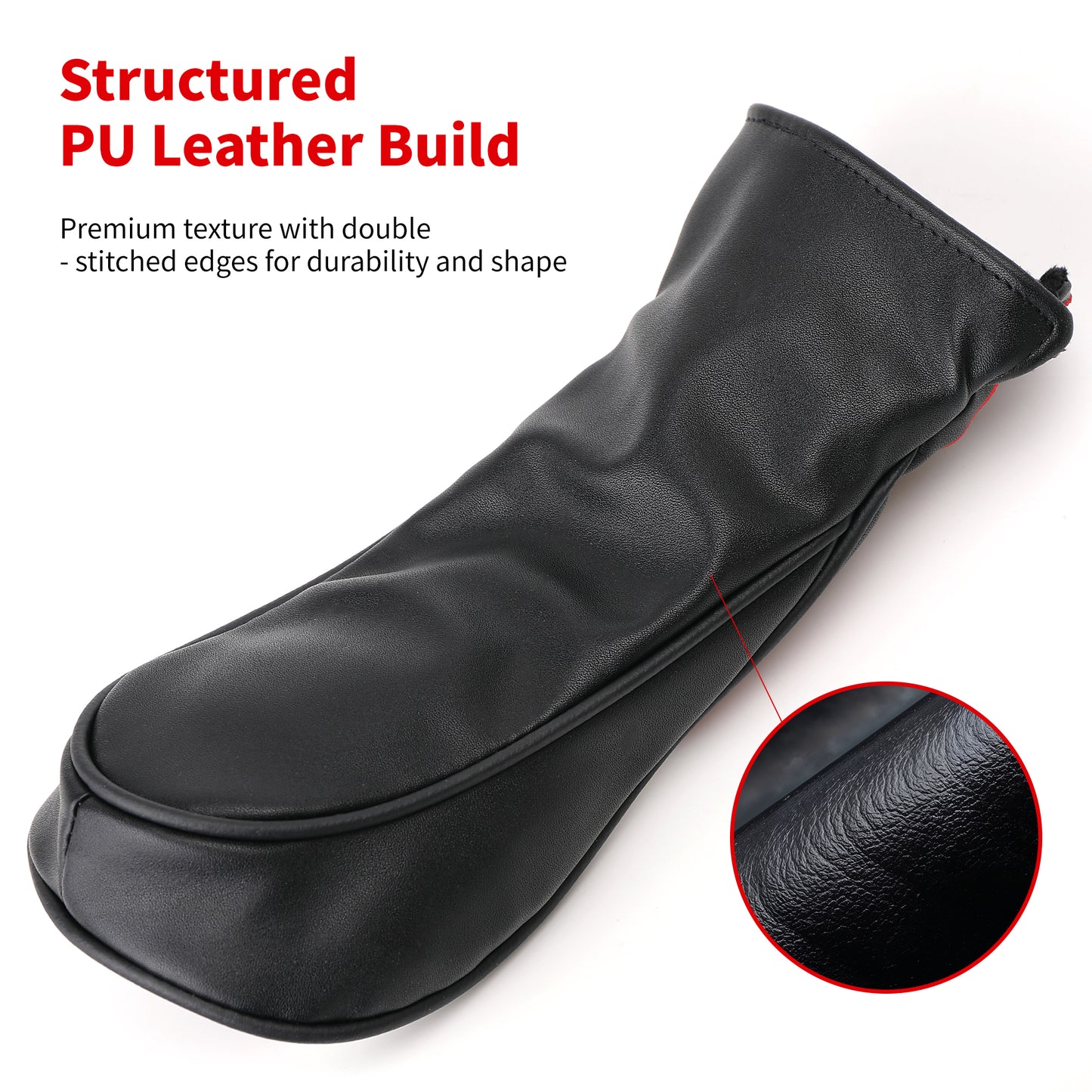 INCONTRO Golf Club Head covers (3/4 - Piece Set) | Motorcycle - Style PU Leather | Plush Lined | #1(460cc), #3/#5(200cc), X(120cc) | Black/Red/White