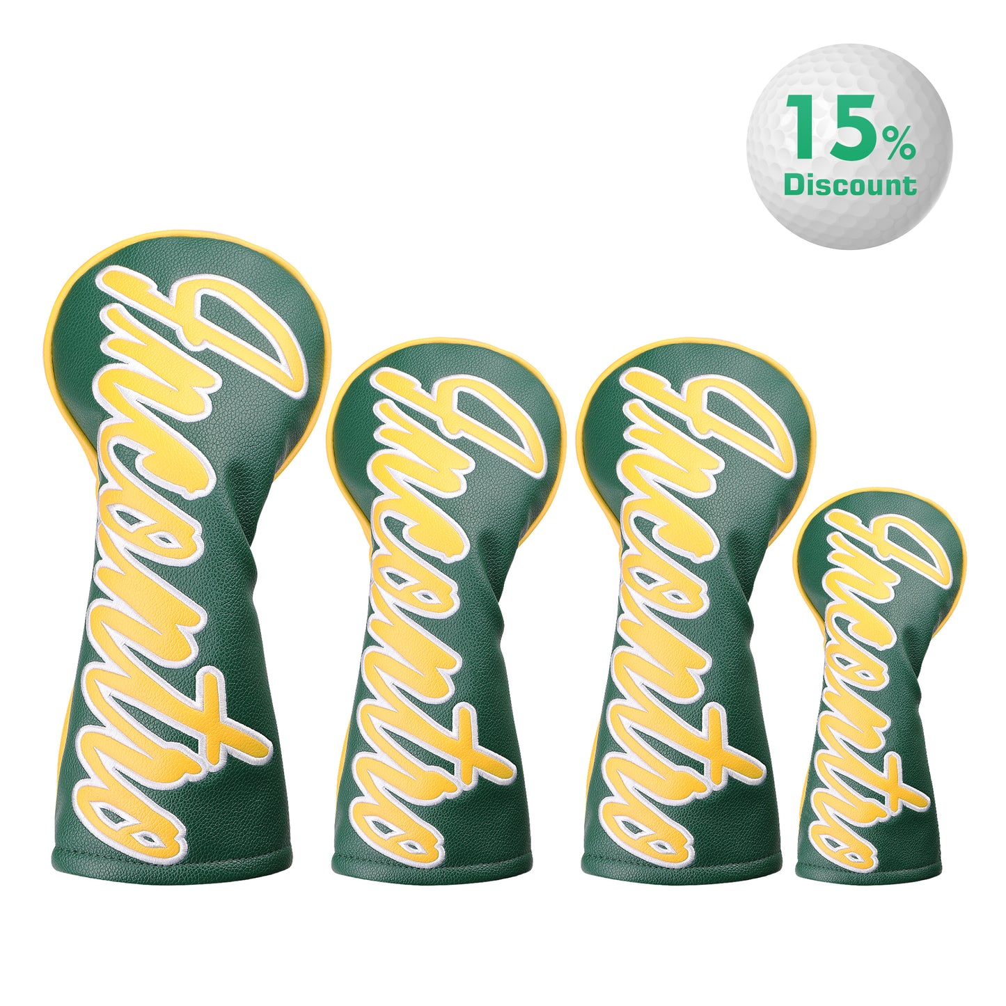 INCONTRO Golf Club Head covers (3/4 - Piece Set) | Color - Block Design | Plush Lined | Fits Driver (460cc) / Fairway (200cc) / Hybrid (120cc)