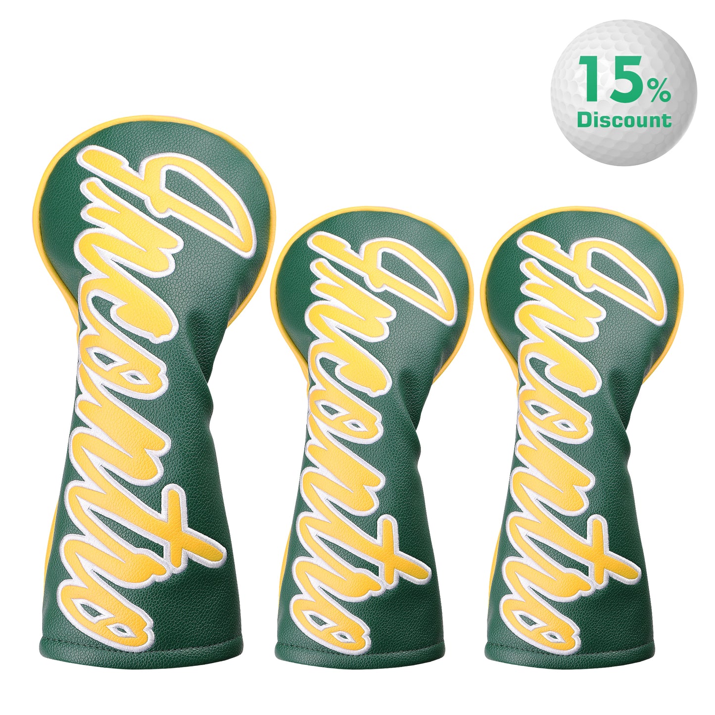 INCONTRO Golf Club Head covers (3/4 - Piece Set) | Color - Block Design | Plush Lined | Fits Driver (460cc) / Fairway (200cc) / Hybrid (120cc)
