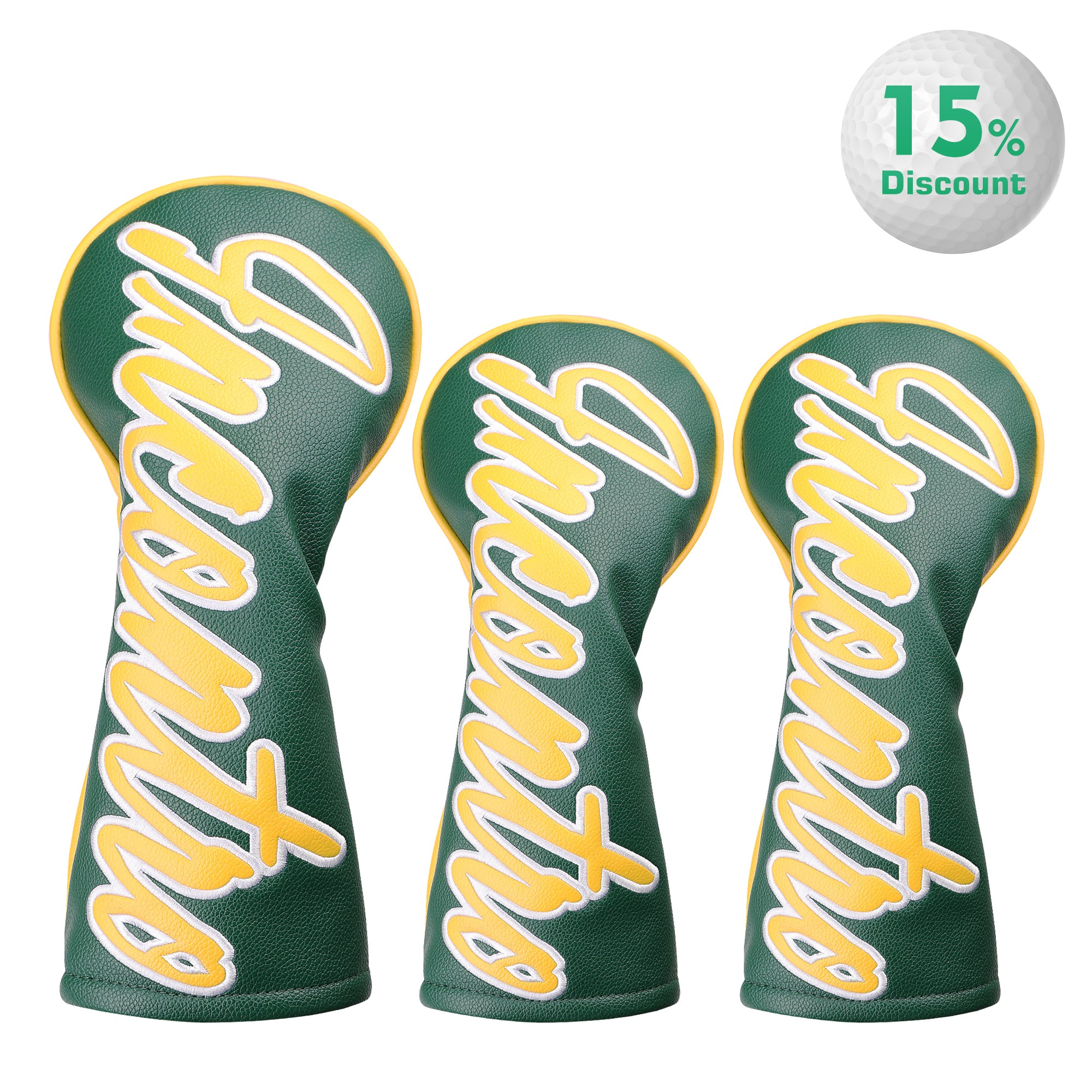 INCONTRO Golf Club Head covers (3/4 - Piece Set) | Color - Block Design | Plush Lined | Fits Driver (460cc) / Fairway (200cc) / Hybrid (120cc)