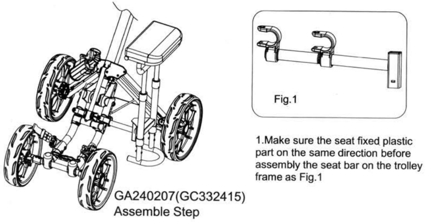 CaddyTek Removable Seat for CaddyCruiser ONE & Swivel ONE | No-Tool Install | Folds With Cart